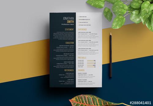 Resume Layout with Black Sidebar - 288041401 - 288041401