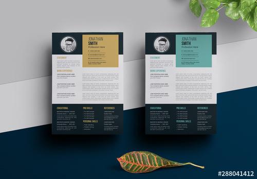 Resume Layout with Dark Header and Footer - 288041412 - 288041412