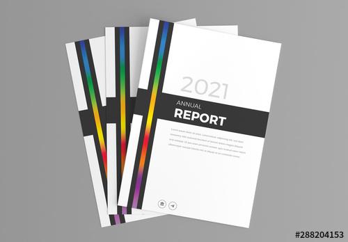 Report Cover Layout with Colorful Line Accents - 288204153 - 288204153