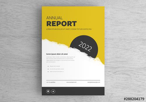 Annual Report Cover Layout with Yellow Accents - 288204179 - 288204179