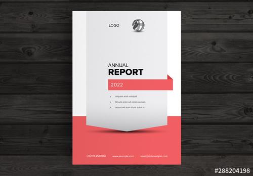 Annual Report Cover Layout with Orange Accents - 288204198 - 288204198