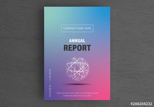 Annual Report Cover Layout with Colorful Background - 288204232 - 288204232