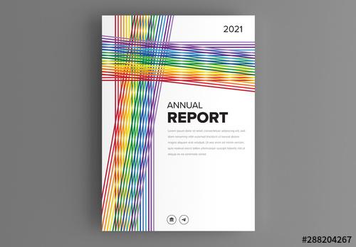 Annual Report Cover Layout with Colorful Lines - 288204267 - 288204267