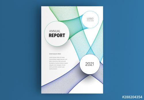 Annual Report Cover Layout with Circular Background Elements - 288204354 - 288204354
