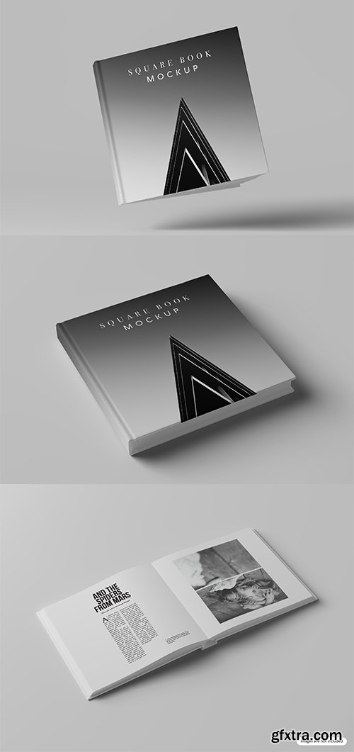 Hardcover Square Book PSD Mockup Pack