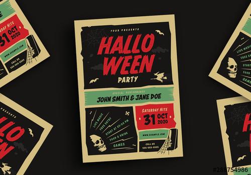 Retro Halloween Party Flyer - 288754986 - 288754986