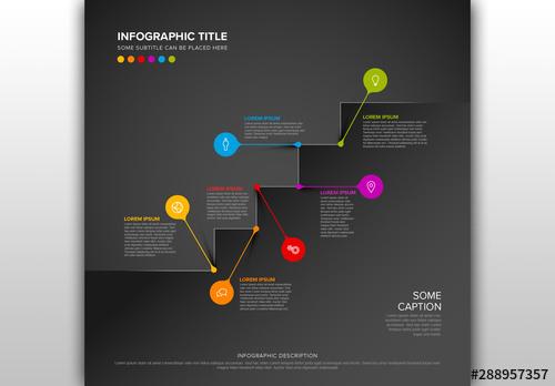 Dark Steps Info Chart Layout with Bright Accents - 288957357 - 288957357