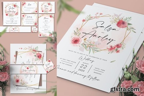 Geometric Flower Wedding Invitation