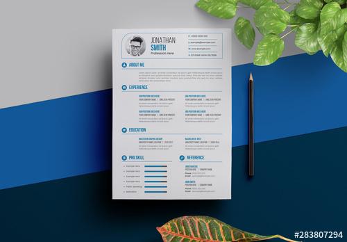 Resume Layout with Blue Accents - 283807294 - 283807294