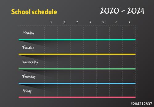 School Schedule Table Layout with Neon Colors - 284212837 - 284212837