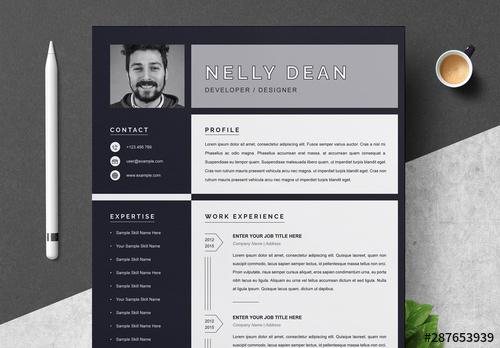 Black Resume Layout With Photo - 287653939 - 287653939