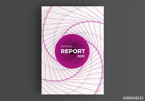 Annual Report Cover Layout with Pink Accents - 288204215 - 288204215