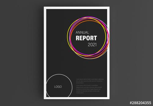 Annual Report Cover Layout with Colorful Circles - 288204355 - 288204355