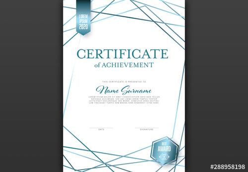 Certificate of Excellence Layout with Blue Lines - 288958198 - 288958198