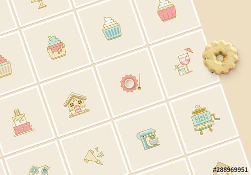 Cake and Cookies Bakery Icon Set - 288969951 - 288969951