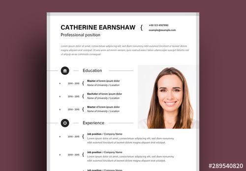 Resume Layout with Grey Frame - 289540820 - 289540820