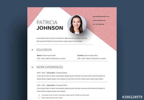 Resume Layout with Noisy Pink Background - 290124979 - 290124979