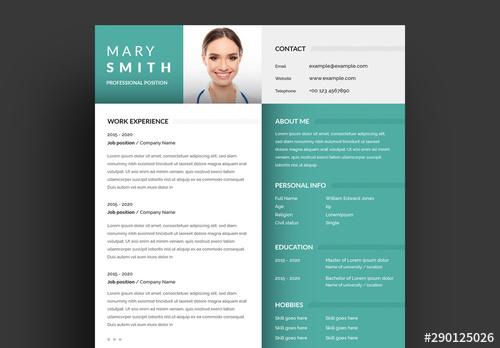 Resume Layout with Green Elements - 290125026 - 290125026