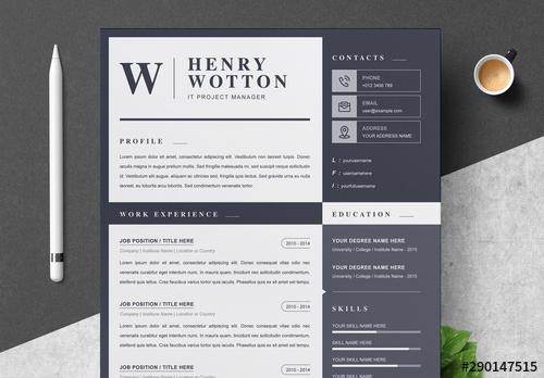 Resume Layout Set with Black Sidebar - 290147515 - 290147515