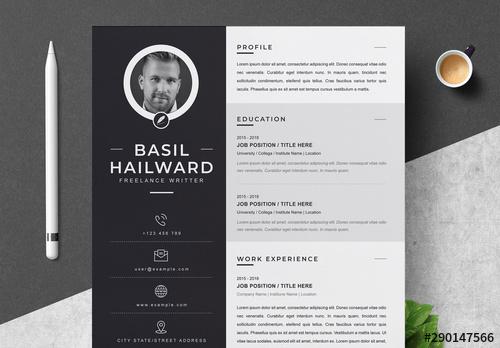 Resume Layout Set with Black Sidebar - 290147566 - 290147566