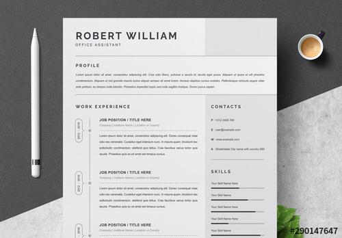 Resume Layout Set with Grey Sidebar - 290147647 - 290147647