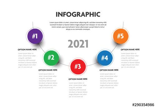 Infographic Layout with Five Connected Options - 290354986 - 290354986