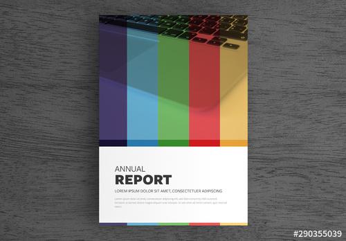 Annual Report Cover Layout with Colorful Stripes - 290355039 - 290355039