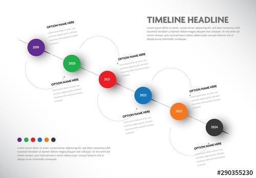 Timeline Layout with Six Options and Bright Colors - 290355230 - 290355230