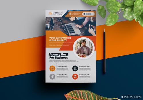 Corporate Flyer Layout with Orange Elements - 290392269 - 290392269