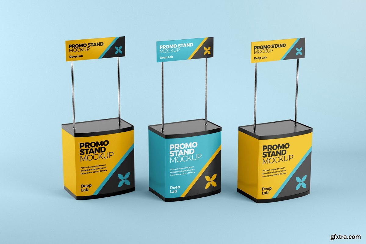 Download CreativeMarket - Promo Stand Mockup Set 4430538 » GFxtra