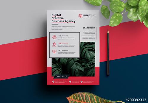 Business Flyer Layout with Red Elements - 290392312 - 290392312