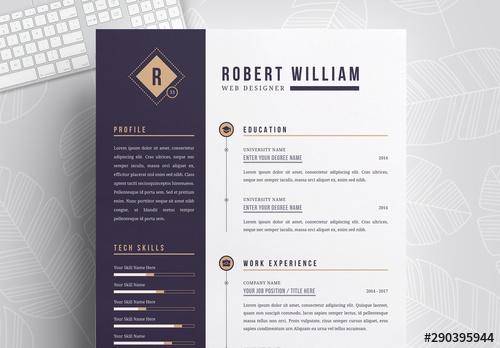 Resume Layout with Dark Sidebar - 290395944 - 290395944