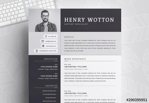 Black and White Resume Layout - 290395951 - 290395951