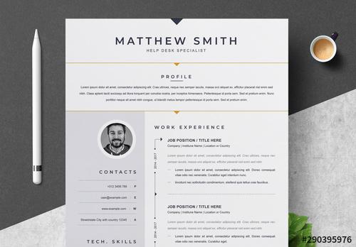 Resume Layout with Orange Accents - 290395976 - 290395976