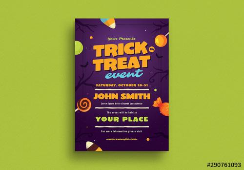 Halloween Trick or Treat Flyer Layout - 290761093 - 290761093