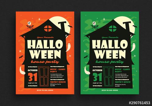 Halloween House Party Flyer Layout - 290761453 - 290761453