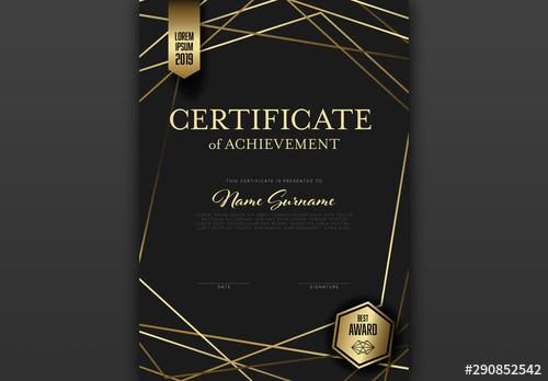 Black and Gold Certificate Layout - 290852542 - 290852542