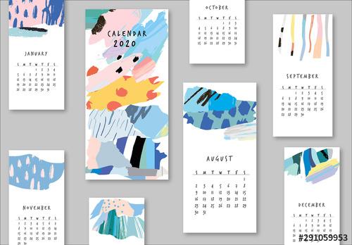 Calendar Layout with Abstract Elements - 291059953 - 291059953