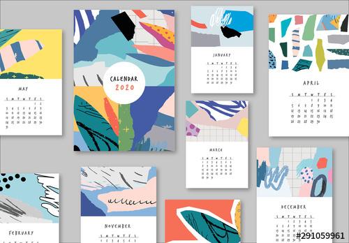 Calendar Layout with Graphic Elements - 291059961 - 291059961