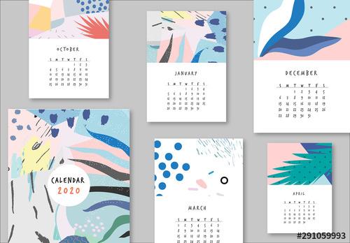Calendar Layout with Floral Elements - 291059993 - 291059993