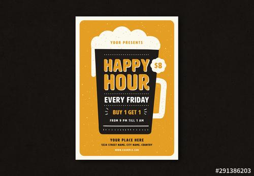 Happy Hour Graphic Flyer Layout - 291386203 - 291386203