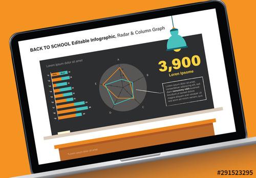 School Themed Infographic with Radar and Column Graph - 291523295 - 291523295