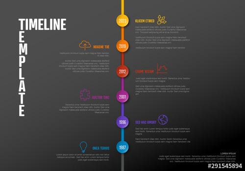Dark Timeline Infographic with Rainbow Accents - 291545894 - 291545894