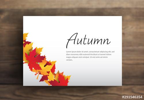 Card Layout with Autumn Leaf Illustrations - 291546354 - 291546354