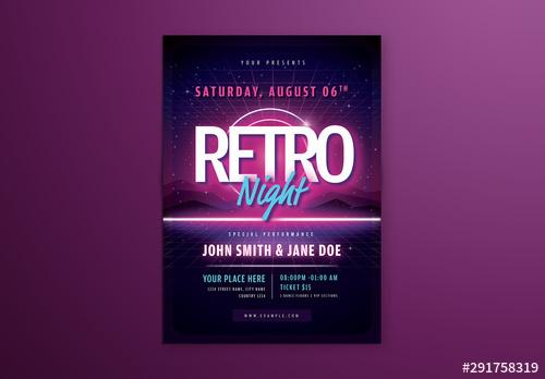 Purple Neon Retro Event Flyer Layout - 291758319 - 291758319