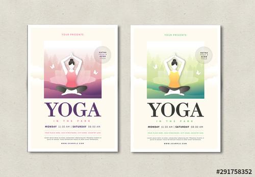 Yoga Flyer Layout with Illustrative Elements - 291758352 - 291758352