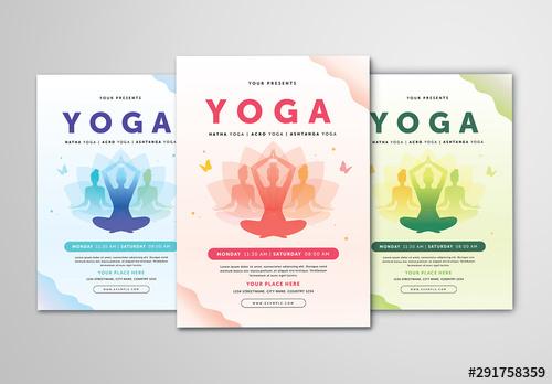 Yoga Flyer Layout with Illustrative Elements - 291758359 - 291758359