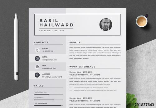 Resume Layout with Gray Sidebar - 291837643 - 291837643