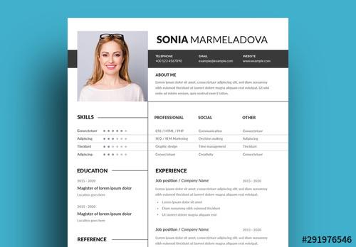 Resume Layout with Dark Accents - 291976546 - 291976546