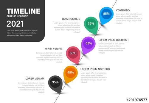 Colorful Info Chart Timeline Layout with Icons - 291976577 - 291976577